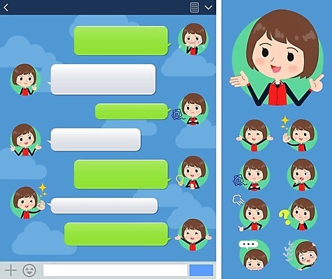 EPS 해외이미지 여자 감정 말풍선 일러스트 아이디어 대화 여러명 상반신 파란색 놀람 분노 물음표 가리킴 울음 OK 고민 문자메시지 해외202004 해외202105 해외일러스트 기호 컬러 다수 컨셉 표정 말하기 사람 손짓 메시지 파일형식 벡터