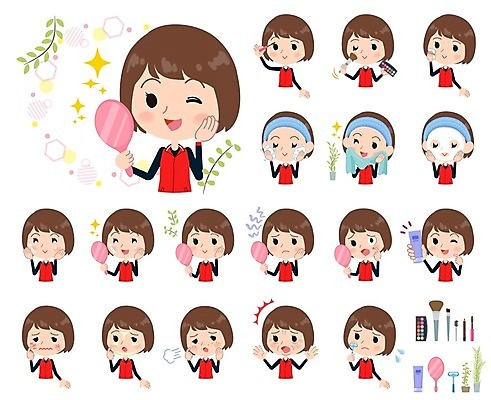 EPS 해외이미지 여자 일러스트 들기 여러명 상반신 성인 수건 화장 놀람 주름 세수 한숨 피부관리 손거울 마스크팩 여드름 메이크업브러쉬 자기관리 흉터 성인여자만 해외202004 해외202105 해외일러스트 감정 다수 모션 표정 사람 위생용품 뷰티 청결 거울 붓 상처 팩 여자만 성인만 파일형식 벡터