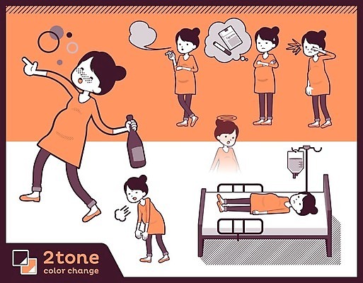 EPS 해외이미지 전신 여자 생각 일러스트 술병 흡연 담배 들기 여러명 상반신 성인 눕기 놀람 임산부 죽음 한숨 유령 링거 만취 병원침대 술취함 흡연자 성인여자만 코랄 해외202004 해외202105 해외일러스트 감정 컬러 다수 의료기기 모션 병_용기 주류 표정 사람 임신 침대 여자만 성인만 파일형식 벡터