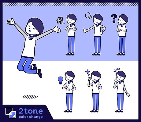 EPS 해외이미지 전신 여자 생각 일러스트 전구 서기 여러명 성인 팔짱 점프 놀람 주먹 분노 물음표 호기심 연보라색 곤란 성인여자만 해외202004 해외202105 해외일러스트 기호 감정 다수 컨셉 모션 표정 사람 보라색 여자만 성인만 파일형식 벡터