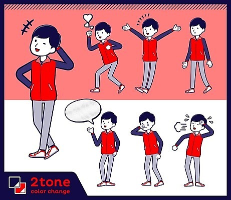 EPS 해외이미지 전신 남자 분홍색 허리손 말풍선 일러스트 말하기 서기 웃음 여러명 성인 걷기 만세 한숨 눈물 좋음 성인남자만 해외202004 땀흘리기 해외202105 해외일러스트 감정 컬러 포즈 다수 컨셉 모션 표정 사람 남자만 성인만 파일형식 벡터