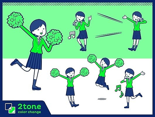 EPS 해외이미지 캐릭터 학생 여자 일러스트 노래 청소년 아이디어 들기 여러명 초록색 연두색 세트 점프 축제 응원용품 마이크 응원수술 십대여자만 해외202004 해외202105 해외일러스트 일러캐릭터 음악 컬러 음향기기 다수 컨셉 모션 사람 오브젝트 여자만 십대만 파일형식 벡터