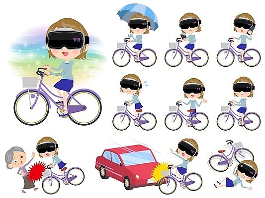 EPS 해외이미지 전신 여자 노년 할머니 일러스트 우산 자동차 들기 여러명 성인 스마트폰 자전거 상처 승차 충돌 통화 넘어짐 열심 충돌사고 가상현실 여자만 VR기기 해외202004 해외202105 해외일러스트 육상교통 다수 모션 사람 핸드폰 스마트기기 바이크 기계 사건 파일형식 벡터