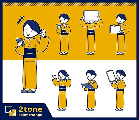 EPS 해외이미지 캐릭터 여자 일러스트 아이디어 들기 여러명 성인 책 스마트폰 세트 태블릿 노란색 터치 가리킴 발표 OK 기모노 보여주기 해결 성인여자만 해외202004 해외202105 해외일러스트 일러캐릭터 컬러 다수 컨셉 모션 사람 손짓 전자제품 핸드폰 스마트기기 일본전통의상 여자만 성인만 파일형식 벡터