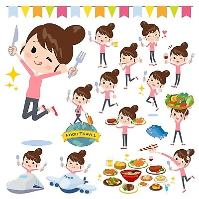 EPS 해외이미지 전신 여자 지구 음식 여행 포크 일러스트 식재료 젓가락 비행기 맥주 들기 여러명 상반신 성인 와인 캐리어 점프 기차 나이프 따봉 가랜드 성인여자만 맛있는 해외202004 해외202105 해외일러스트 식기 육상교통 다수 항공교통 모션 대중교통 주류 수저 사람 여행가방 최고 칼 파티용품 여자만 성인만 파일형식 벡터