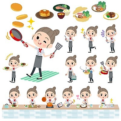 EPS 해외이미지 전신 여자 일러스트 스테이크 들기 여러명 상반신 성인 걷기 요리사 프라이팬 찡그림 조리복 자르기 먹기 웨이트리스 재료손질 장바구니 조리대 서빙 뒤집개 전골 요리중 팬케이크 섞기 짜기 성인여자만 해외202004 해외202105 해외일러스트 직업 음식 다수 유니폼 모션 주방용품 서양음식 표정 사람 쇼핑 바구니 케이크 종업원 손질 여자만 성인만 파일형식 벡터