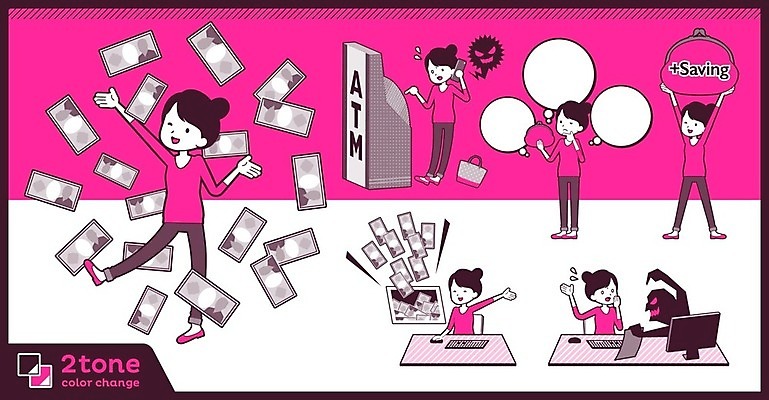 EPS 해외이미지 캐릭터 여자 분홍색 일러스트 엄마 프레임 여러명 성인 세트 상자 공백 정보 메시지 천 성인여자만 카피스페이스 해외202004 해외202105 해외일러스트 일러캐릭터 컬러 다수 가족 사람 직물 여자만 성인만 파일형식 벡터