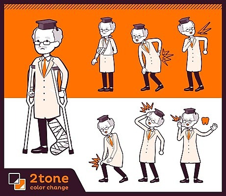 EPS 해외이미지 캐릭터 노년 남자 일러스트 학사모 건강 병원 박사 여러명 세트 교수 주황색 고통 흰색 치아 두통 목발 깁스 어깨통증 치통 학자 허리통증 노인남자만 해외202004 해외202105 해외일러스트 일러캐릭터 직업 모자_잡화 감정 컬러 다수 졸업 의학 의료기기 사람 성인 교사 의료용품 소화기관 질병 남자만 노인만 파일형식 벡터