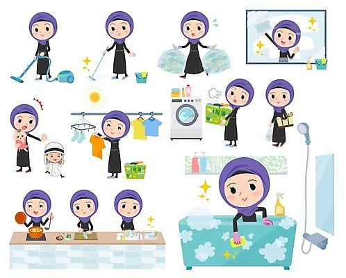 EPS 해외이미지 전신 여자 남자 어린이 가사 일러스트 욕조 서기 들기 소년 여러명 상반신 성인 장보기 달리기 걷기 거품 육아 아기 빨래 청소 양동이 조리대 샤워기 요리중 청소기 손뻗기 쓰레기봉투 대걸레 돌봄 드럼세탁기 빨래널기 빨래바구니 중동인 창문닦기 히잡 해외202004 해외202105 해외일러스트 외국인 다수 모션 봉투 사람 전자제품 바구니 청소도구 닦기 세탁기 이슬람문화 파일형식 벡터