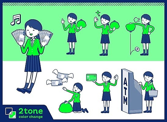 EPS 해외이미지 캐릭터 학생 여자 돈 일러스트 비즈니스 청소년 여러명 초록색 연두색 금융 경제 쇼핑 세트 동전 저축 신용카드 지갑 재산 ATM 십대여자만 해외202004 해외202105 해외일러스트 일러캐릭터 컬러 다수 사람 여자만 십대만 파일형식 벡터