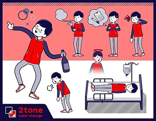 EPS 해외이미지 캐릭터 남자 분홍색 일러스트 흡연 담배 건강 피곤 여러명 성인 세트 마시기 죽음 유령 서비스업 종업원 직원 판매원 성인남자만 해외202004 해외202105 해외일러스트 일러캐릭터 직업 산업 컬러 다수 컨셉 모션 사람 남자만 성인만 파일형식 벡터