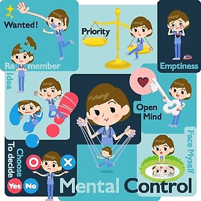 EPS 해외이미지 여자 감정 일러스트 열쇠 반사 의사 금지 슬픔 마음 선택 해외202004 해외202105 해외일러스트 컨셉 사람 의료진 파일형식 벡터