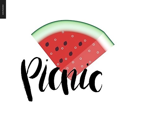 EPS 해외이미지 일러스트 수박 타이포그라피 글자캘리그라피 사람없음 소풍 수박조각 해외202004 해외202105 해외일러스트 문자 조각 과일 캘리그라피 야외활동 파일형식 벡터