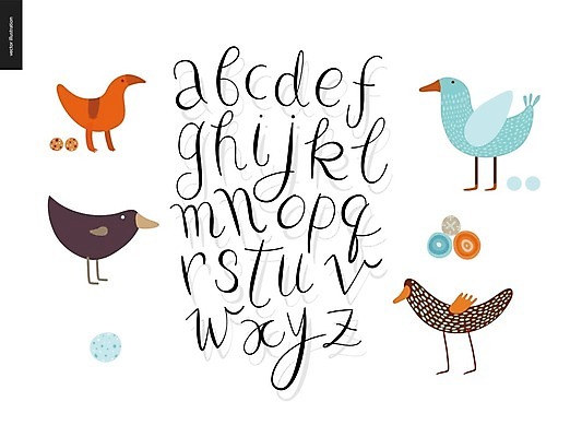 EPS 해외이미지 알파벳 영어 여러마리 일러스트 조류 오리 타이포그라피 글자캘리그라피 사람없음 알 레터링 해외202004 해외202105 해외일러스트 동물 문자 다수 캘리그라피 파일형식 벡터