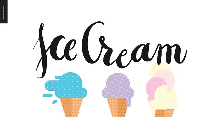 EPS 해외이미지 일러스트 타이포그라피 글자캘리그라피 사람없음 콘아이스크림 해외202004 해외202105 해외일러스트 문자 캘리그라피 아이스크림 파일형식 벡터