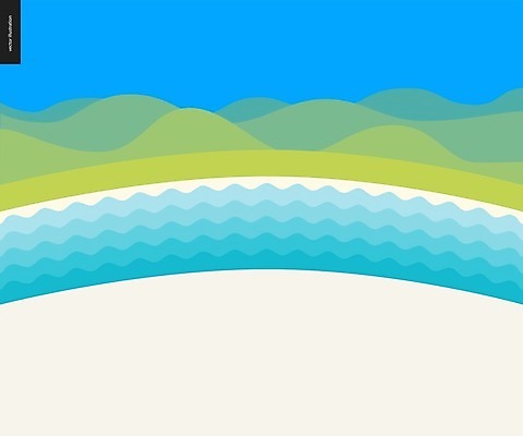 EPS 해외이미지 바다 백그라운드 일러스트 산 해변 사람없음 연두색 파란색 흰색 심플 해외202004 해외202105 해외일러스트 컬러 초록색 파일형식 벡터