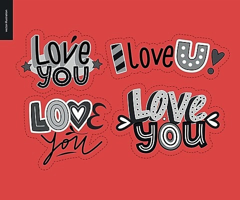 EPS 해외이미지 영어 별 스티커 일러스트 사랑 타이포그라피 글자캘리그라피 사람없음 빨간색 단어 세트 회색 하트 아이러브유 해외202004 해외202105 아기자기 해외일러스트 자연요소 모양 문자 감정 컬러 컨셉 캘리그라피 파일형식 벡터
