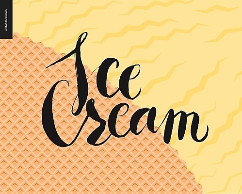 EPS 해외이미지 영어 일러스트 타이포그라피 글자캘리그라피 사람없음 노란색 아이스크림콘 와플 레터링 해외202004 해외202105 해외일러스트 문자 컬러 캘리그라피 디저트 콘 파일형식 벡터