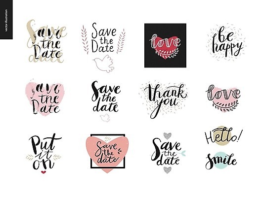 EPS 해외이미지 감정 결혼 스티커 일러스트 사랑 타이포그라피 글자캘리그라피 사람없음 단어 세트 하트 레터링 해외202004 해외202105 아기자기 해외일러스트 모양 문자 컨셉 캘리그라피 이벤트 파일형식 벡터