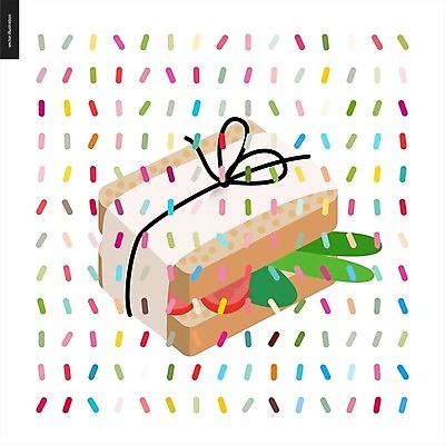 EPS 해외이미지 리본 백그라운드 일러스트 샌드위치 사람없음 스프링클 해외202004 해외202105 해외일러스트 음식 장식 파일형식 벡터