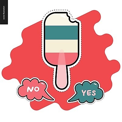EPS 해외이미지 말풍선 일러스트 아이스크림 사람없음 아니오 긍정 막대아이스크림 부정적 예스 해외202004 해외202105 해외일러스트 감정 컨셉 디저트 파일형식 벡터