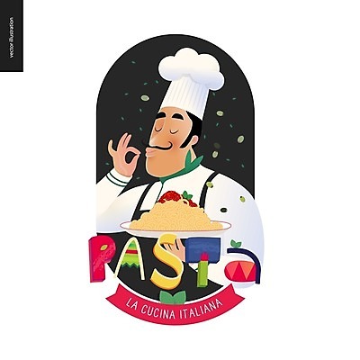 EPS 해외이미지 접시 남자 일러스트 파스타 요리사모자 한명 들기 손짓 상반신 성인 타이포그라피 식당 요리사 이탈리아음식 성인남자한명만 해외202004 해외202105 해외일러스트 직업 문자 모자_잡화 1 식기 모션 서양음식 사람 상점 남자한명만 성인남자만 파일형식 벡터