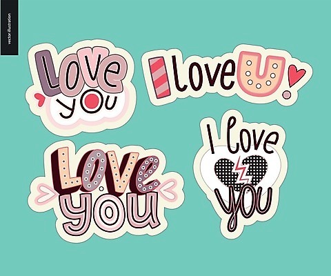 EPS 해외이미지 스티커 일러스트 사랑 타이포그라피 글자캘리그라피 사람없음 단어 세트 하트 균열 민트색 아이러브유 해외202004 해외202105 아기자기 해외일러스트 모양 문자 감정 컬러 컨셉 캘리그라피 모션 파일형식 벡터
