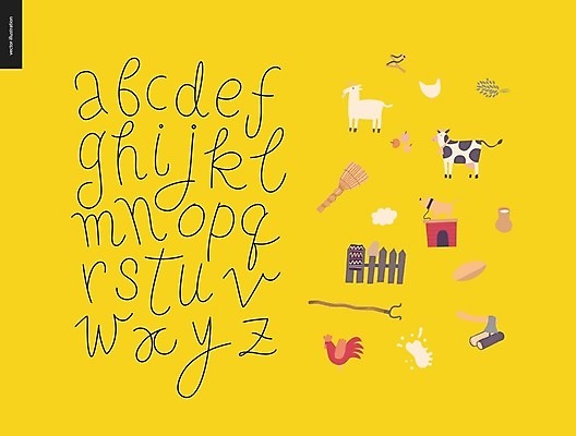 EPS 해외이미지 알파벳 영어 여러마리 일러스트 염소 타이포그라피 글자캘리그라피 사람없음 노란색 닭 강아지 빗자루 젖소 도끼 개집 레터링 해외202004 해외202105 해외일러스트 문자 컬러 다수 캘리그라피 포유류 조류 반려동물 소 개 청소도구 애견용품 파일형식 벡터