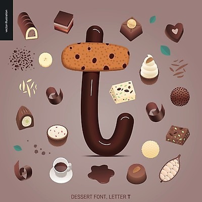 EPS 해외이미지 알파벳 잎 일러스트 발렌타인데이 타이포그라피 사람없음 컵 갈색 초콜릿 컵받침 소문자 코코아 T 화이트초콜릿 해외202004 해외202105 해외일러스트 식물 문자 식기 영어 음료 컬러 데이이벤트 디저트 받침대 파일형식 벡터