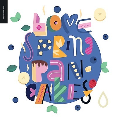 EPS 해외이미지 영어 잎 일러스트 바나나 사랑 타이포그라피 글자캘리그라피 사람없음 파란색 하트 원형 블루베리 산딸기 팬케이크 레터링 해외202004 해외202105 해외일러스트 모양 도형 식물 문자 감정 컬러 과일 캘리그라피 케이크 파일형식 벡터