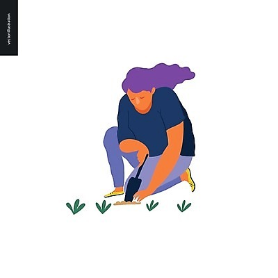 EPS 해외이미지 식물 캐릭터 여자 꽃 행복 장갑 잎 채소 일러스트 노동자 사람 성인 새싹 흙 농부 에코 뒤뜰 밭일 심기 원예사 해외202004 해외202105 해외일러스트 일러캐릭터 직업 잡화 감정 모션 환경 파일형식 벡터