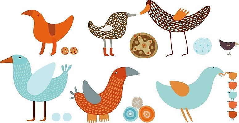 EPS 해외이미지 새끼 하늘색 스티커 여러마리 일러스트 조류 알 검은색 주황색 다양 먹이 새알 해외202004 해외202105 해외일러스트 동물 컬러 다수 파란색 파일형식 벡터