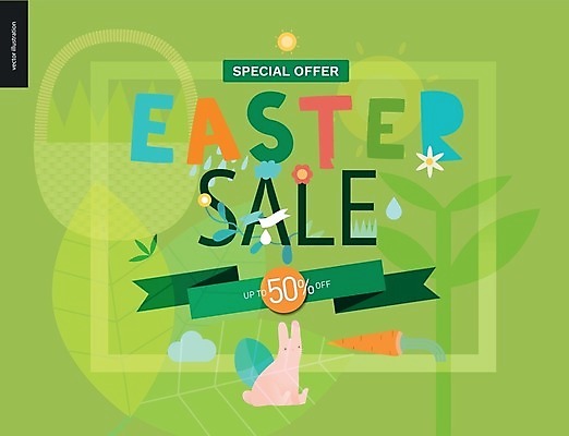 EPS 해외이미지 한마리 영어 잎 일러스트 부활절 타이포그라피 글자캘리그라피 사람없음 연두색 세일 토끼 반값 레터링 해외202004 해외202105 해외일러스트 식물 문자 1 기념일 캘리그라피 포유류 초록색 반려동물 파일형식 벡터