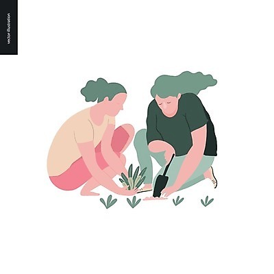 EPS 해외이미지 식물 캐릭터 꽃 행복 잎 일러스트 맨발 함께함 사람 성인 새싹 흙 농부 에코 뒤뜰 밭일 심기 원예사 해외202004 해외202105 해외일러스트 일러캐릭터 직업 감정 컨셉 모션 발 환경 파일형식 벡터