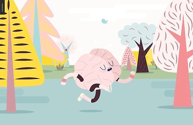 EPS 해외이미지 나무 캐릭터 한마리 일러스트 조류 사람없음 달리기 운동 숲 뇌 땀 의학캐릭터 해외202004 해외202105 해외일러스트 일러캐릭터 식물 동물 1 모션 건강 파일형식 벡터