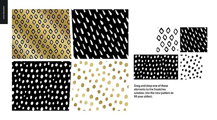 EPS 해외이미지 백그라운드 패턴 일러스트 추상 사람없음 검은색 물방울무늬 금색 점 손그림 마름모 해외202004 해외202105 해외일러스트 도형 컬러 무늬 파일형식 벡터