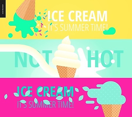 EPS 해외이미지 분홍색 잎 일러스트 사람없음 노란색 콘아이스크림 소프트아이스크림 민트색 스프링클 해외202004 해외202105 해외일러스트 식물 컬러 아이스크림 장식 파일형식 벡터