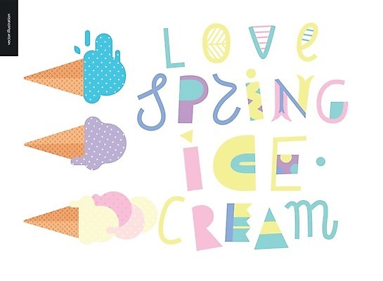 EPS 해외이미지 일러스트 타이포그라피 사람없음 콘아이스크림 해외202004 해외202105 해외일러스트 문자 아이스크림 파일형식 벡터