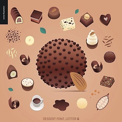 EPS 해외이미지 알파벳 잎 일러스트 발렌타인데이 타이포그라피 사람없음 컵 갈색 초콜릿 다양 컵받침 코코아 Q 화이트초콜릿 해외202004 해외202105 해외일러스트 식물 문자 식기 영어 음료 컬러 다수 데이이벤트 디저트 받침대 파일형식 벡터