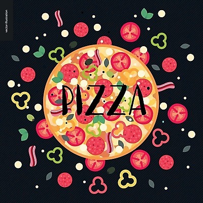 EPS 해외이미지 토마토 일러스트 파프리카 피자 타이포그라피 사람없음 검은색 올리브 베이컨 후추 바질 페퍼로니 피자치즈 해외202004 해외202105 해외일러스트 문자 열매 컬러 채소 치즈 패스트푸드 서양음식 돼지고기 소시지 향신료 파일형식 벡터