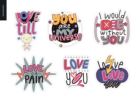 EPS 해외이미지 화살표 별 스티커 일러스트 사랑 타이포그라피 글자캘리그라피 사람없음 단어 세트 우주 고통 하트 해외202004 해외202105 아기자기 해외일러스트 자연요소 모양 문자 감정 컨셉 캘리그라피 파일형식 벡터