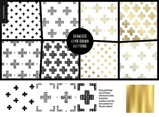 EPS 해외이미지 선 백그라운드 패턴 일러스트 추상 사람없음 검은색 금색 점 손그림 십자모양 해외202004 해외202105 해외일러스트 모양 컬러 무늬 십자 파일형식 벡터