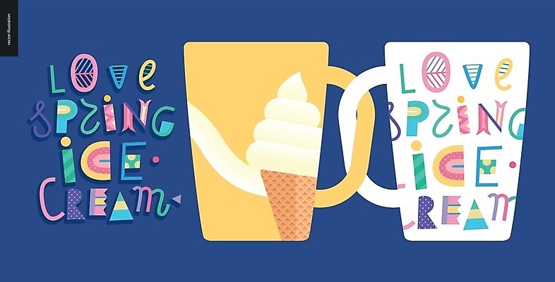 EPS 해외이미지 영어 일러스트 사랑 타이포그라피 글자캘리그라피 사람없음 컵 파란색 봄 콘아이스크림 레터링 해외202004 해외202105 해외일러스트 문자 식기 계절 감정 컬러 캘리그라피 아이스크림 파일형식 벡터