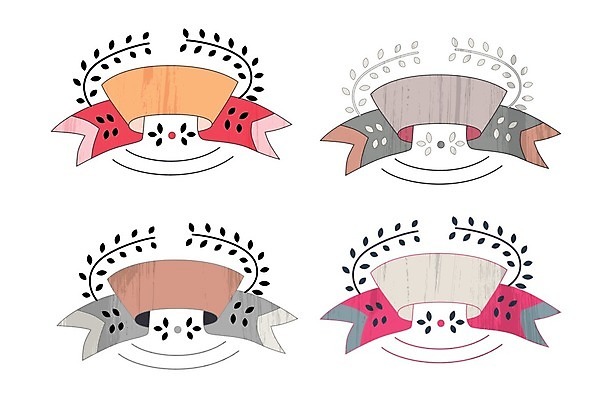 EPS 해외이미지 배너 리본 잎 일러스트 프레임 사람없음 해외202004 해외202105 해외일러스트 식물 파일형식 벡터