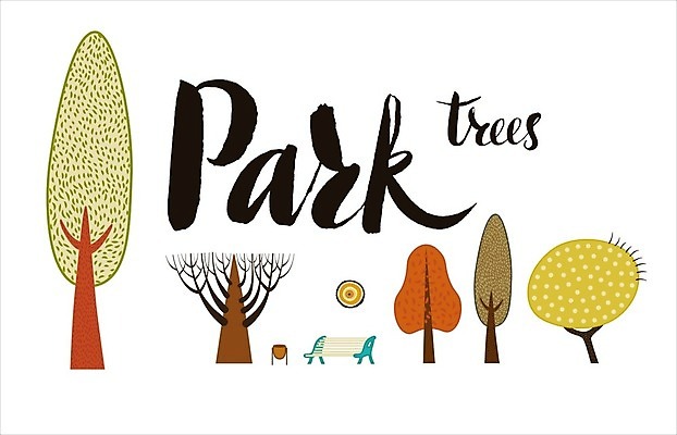 EPS 해외이미지 나무 영어 공원 벤치 일러스트 타이포그라피 글자캘리그라피 사람없음 레터링 해외202004 해외202105 해외일러스트 식물 문자 공공시설 의자 캘리그라피 파일형식 벡터