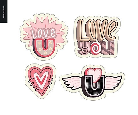 EPS 해외이미지 말풍선 스티커 날개 일러스트 사탕 사랑 타이포그라피 글자캘리그라피 사람없음 단어 세트 하트 해외202004 해외202105 아기자기 해외일러스트 모양 문자 감정 컨셉 캘리그라피 디저트 파일형식 벡터