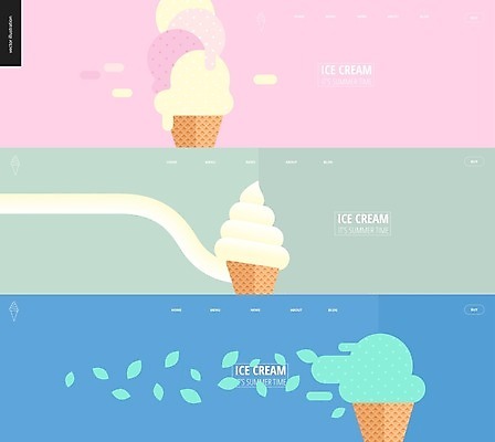 EPS 해외이미지 배너 분홍색 일러스트 디저트 사람없음 연두색 파란색 달콤 콘아이스크림 소프트아이스크림 맛있는 해외202004 해외202105 해외일러스트 음식 컬러 아이스크림 초록색 맛 파일형식 벡터