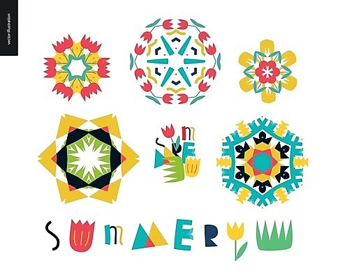 EPS 해외이미지 백그라운드 꽃무늬 일러스트 사람없음 컬러풀 눈송이 만다라 레터링 해외202004 해외202105 해외일러스트 꽃 컬러 무늬 눈_날씨 파일형식 벡터