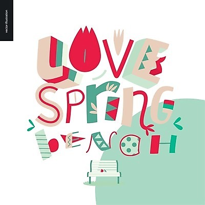 EPS 해외이미지 벤치 일러스트 타이포그라피 사람없음 민트색 레터링 해외202004 해외202105 해외일러스트 문자 컬러 의자 파일형식 벡터