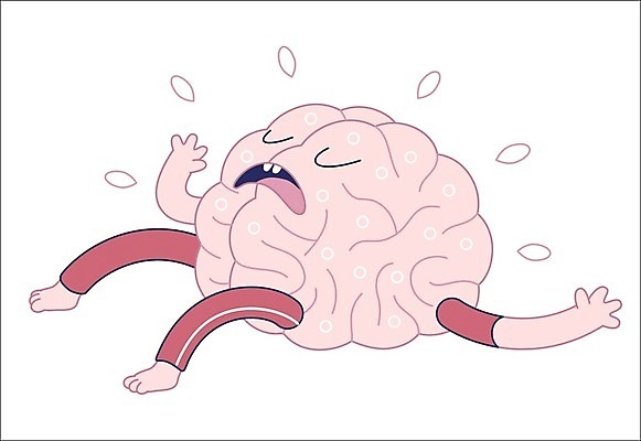 EPS 해외이미지 캐릭터 일러스트 피곤 사람없음 눕기 뇌 땀 힘듦 의학캐릭터 해외202004 땀흘리기 해외202105 해외일러스트 일러캐릭터 컨셉 모션 파일형식 벡터